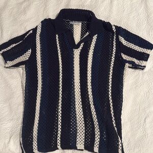 Navy blue/white stripped polo shirt from ZARA size S